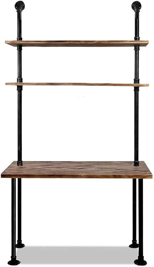 Computer Desk with Storage Shelves, Home Office Writing Desk, Bookshelf Laptop by Diwhy