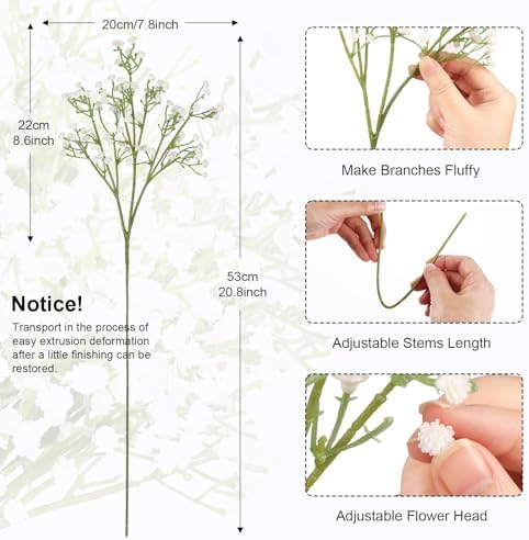 N&T NIETING 30Pcs Babys Breath Artificial Flowers Bulk Faux Flowers, White - Image 5