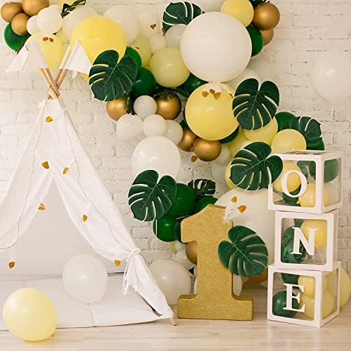ATFL 8.3'' Artificial Medium Palm Leaves,50 PCS Fake Tropical Monstera Faux Palm Leaves for Safari Jungle Hawaiian Luau Party Table Decoration Wedding Birthday Beach Theme Party (Green, 50)… - Image 4