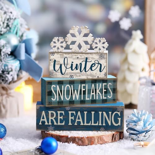 Yuntau 4 Pcs Winter Home Decorations Snowflake Centerpieces for Tables - Image 2