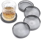 Modern Clear Coaster Set of 5- Glass Coasters for Drinks, Clear Black by Unknown