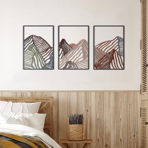 Peryiter 3 Pcs Metal Wall Art Decor for Living Room, Colorful - Image 5