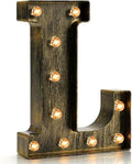 Pooqla Vintage Light Up Marquee Letters with Lights – Illuminated Industrial Style Lighted Alphabet Letter Signs - Coffee Bar Apartment Bedroom Wall Home Initials Decor A-Z by Pooqla