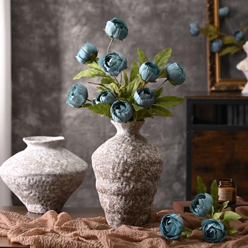 Waipfaru 6 Pcs 27" Faux Peonies Artificial Flowers for Vase, Blue - Image 5