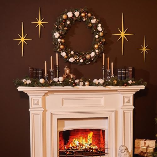 Blulu 4 Pcs Starburst Mid Century Wall Decor, Retro Gold Wall Art - Image 2