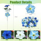 Uieke Artificial Flowers for Outdoors, 24PCS Faux Petunias Outdoor Uv Resistant Silk Flower, Spring Decorations for Home Garden Patio Porch, Blue&White - Image 3