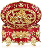 Hipiwe Oval Jewelry Box Classic Metal Trinket Organizer Ring Storage Box - Image 7