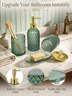 Haturi Glass Bathroom Accessories Set, Sage Green Bathroom Set, 4 Pcs - Image 2