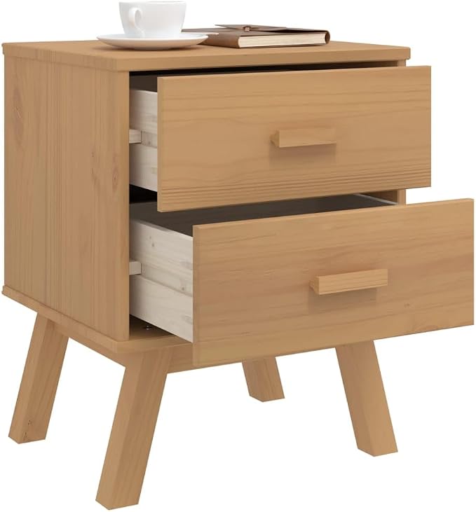 Brown Solid Pinewood Bedside Cabinet - Image 5