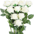 10Pcs Artificial White Roses Real Touch Roses Fake Silk Flower with Stems by JUSTOYOUARTIFICIALFLORAL
