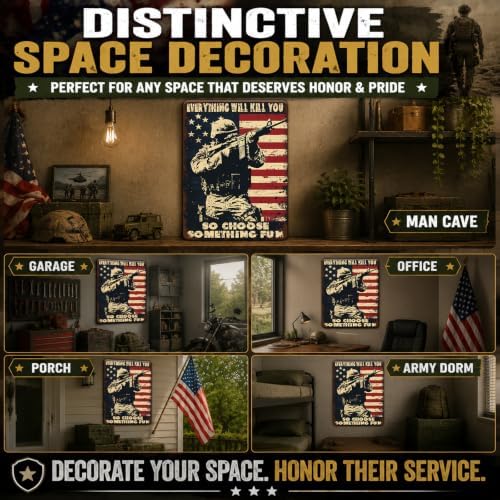 Vintage Memorial Day Metal Sign Patriotic Military Wall Decor Veteran Gifts Wall Art Retro Army Tin Poster for Home Office Coffee Bar Kitchen Garage Man Cave Decorations 12x16 Inch - Image 5