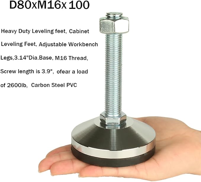 Heavy Duty Leveling Screw Leg, Leg Leveler 3.14" Dia Base, Adjustable Leveling - Image 2