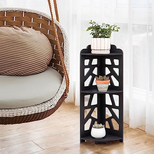 J JINXIAMU Corner Shelves,Corner Shelf Stand Waterproof Great for Bathroom Storage Tight Space,Small Shelf Stand Fit for Toilet Paper Holder Storage, Corner Tables for Small Space,Black - Image 5