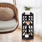 J JINXIAMU Corner Shelves,Corner Shelf Stand Waterproof Great for Bathroom Storage Tight Space,Small Shelf Stand Fit for Toilet Paper Holder Storage, Corner Tables for Small Space,Black - Image 5