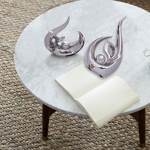 2 PCS Silver Decor Accent Ceramic Statue Abstract Sculptures Centerpieces Mid Century Modern Decor for Tables Coffee Table top Decorations for Living Room Desktop Shelf Dining Room Kitchen - Image 6