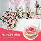 Ttranewsoo 24PCS Pink Artificial Flowers, Realistic Fake Roses with Stems for Bridal Shower, Baby Shower, Wedding Centerpieces, DIY Bouquets & Party Decor, 16.5 Inch - Image 4