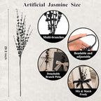 10Pcs Black 29.5" Artificial Jasmine Flowers for Halloween DIY Wreath Decor - Image 2