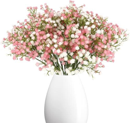 N&T NIETING Babys Breath Artificial Flowers Bulk, 15Pcs, Pink White - Image 6