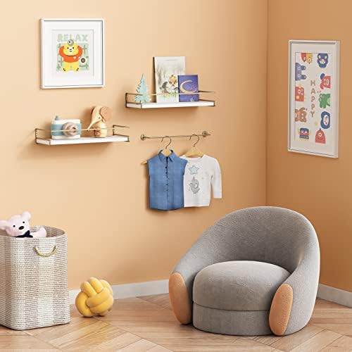 Forbena Floating Bathroom Shelves Wall Mounted, White and Gold Wall Shelf - Image 5