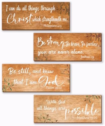 4 Pieces Bible Verses Wall Decor Orange Bathroom Decor Christian Signs Religious Art for Home Motivational Prayer Wall Art for Living Room Office Bedroom Bathroom(Orange,10x4") by Unknown