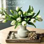 14 Pcs Real Touch Tulips Artificial Flowers Latex Stems White - Image 4