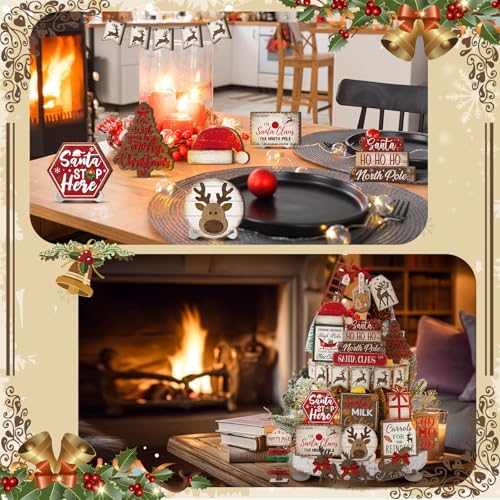 Croblissful 23 Pcs Christmas Tiered Tray Decor set, Red, Elk - Image 4