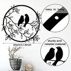 Ferraycle Metal Wall Art Bird on Tree Branch Silhouette Bird Hanging Ornament Porch Wall Decor for Living Room Outdoor Garden Bedroom Office Housewarming Party Decoration(Black) - Image 2