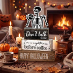 4 Pcs Halloween Coffee Table Decor Skeleton Nightmare Before Coffee Sign - Image 6