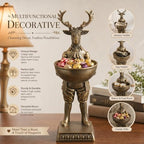 Home Decor Gift 12.6 Inch Vintage Deer Statue with Bowl, Resin Stag Figurine Serving Tray, Multifunctional Key Candy Purse Holder Bowl, Jewelry Dish Ring Holder, Desktop Tabletop Art Decor - Image 4