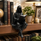 Gothic Hooded Reader Figurine, Bookshelf Sitter, Halloween Decor - Image 2
