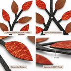 Meltset Metal Tree Leaf Wall Decor, Vine Olive Leaf Branch Wall Art, Wrought Iron Scroll Artwork, Decorative Wall Sculptures Above The Bed, Living Room, Hallway, Indoor and Outdoor（S/Red） - Image 3