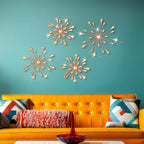 Hicarer 4 Pcs Starburst Wall Decor, Bling Metal Wall Art, Orange - Image 5