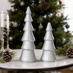WONDROUS' DECO Wooden Christmas Tree Figurine, Table Silver Tree Figurine - Image 4