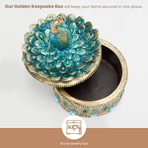 Bits and Pieces Peacock Jewelry Box Small Trinket Box - Image 6