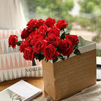 10pcs Red Roses Artificial Flowers, Realistic Faux Rose with Long Stem - Image 6