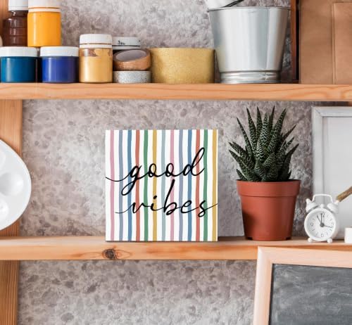 SRADMO Boho Striped Inspirational Wood Box Sign Desk Decor - Image 4