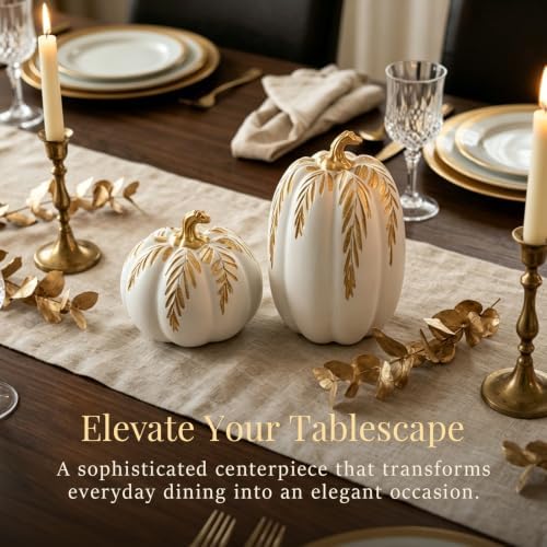 Pumpkin Decor, Set of 2 Decorative Pumpkins, Thanksgiving Decor - Image 2