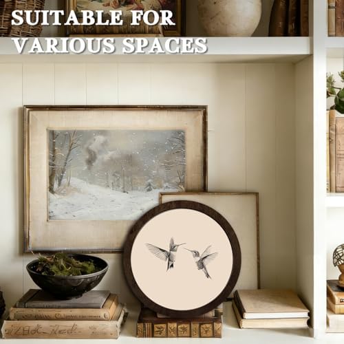 CFFJLHN Vintage Spring Hummingbird Bird Wall Art Decor, Farmhouse Neutral Sketch Minimalist Love Birds Round Hanging Wall Decor for Home Bedroom Living Room Bathroom, 10x10 Inch - Image 6