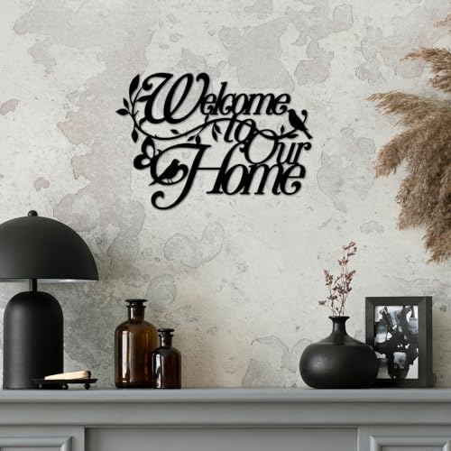 Welcome to Our Home Metal Wall Sign, Entryway Decor, Black,10x14.1 inches - Image 4