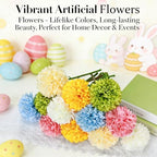 Tinsow 12 pcs Artificial Flowers Easter Faux Ball Chrysanthemum Bouquet Flowers Wedding Bouquet for Spring Home Garden Party Wedding Decoration (Mixed Color) - Image 6