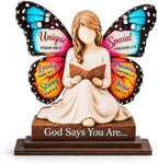 Christian Gifts for Women, God Says You Are Butterfly Decor Desk Plaque by KATINAT