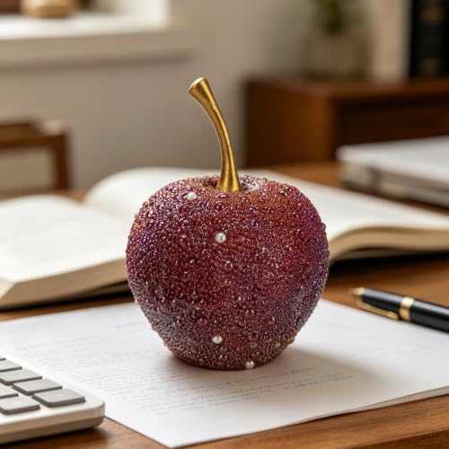 Rhinestone Beaded Apple Figurine, Resin Apple Statue Tabletop Decor - Image 4