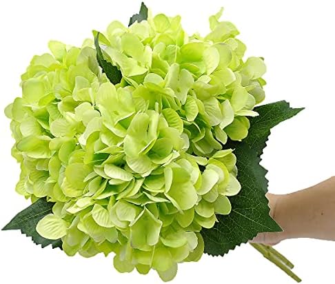 6Pcs 18" Green Silk Hydrangea Artificial Flowers - Image 3