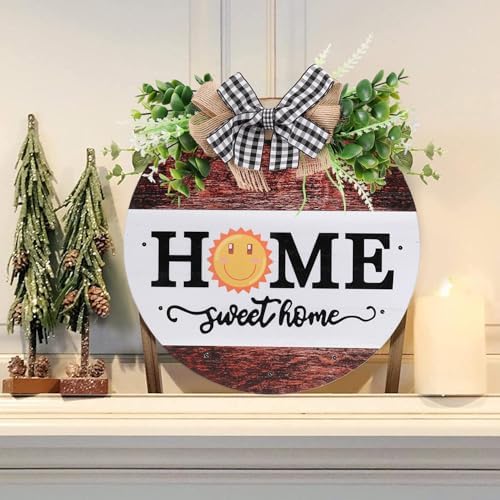 HOMCDALY Interchangeable Welcome Sign for Front Door with 14 Changeable Icons, Door Wreaths for Front Door with 12 LED Lights, Farmhouse Rustic Welcome Door Hanger Wall Sign, Porch Decorations(White) - Image 4