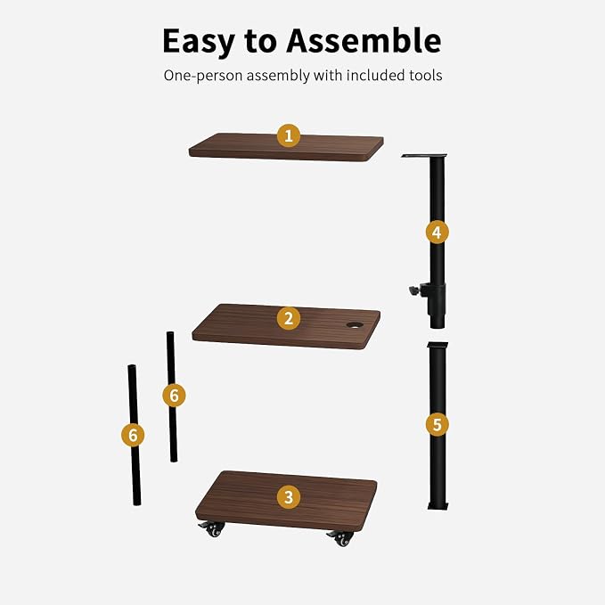 Swivel Side Table for Small Spaces, Adjustable Height End Table for Different - Image 7