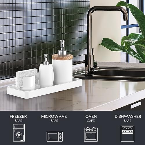Gurygo 12" Countertop and Vanity Tray - Kitchen Tray for Soap Bottles - Rectangular Vanity Tray for Bathroom - Vanity Trays for Bathroom - Kitchen Soap Dispenser Tray,White - Image 5