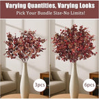 6PCS Fall Stems for Vases- Faux Burgundy Eucalyptus Stems, 31inch - Image 5