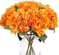 Kimura's Cabin 6pcs Hydrangeas Artificial Flowers Fake Fall Flower,Orange by WeddingPartyArrangementBouquetsDecorationArtificialFlowers