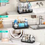 HapiRm Toothbrush Holders for Bathroom - 5 Partitions Bathroom Counter Organizer with Instant Drying Stone, Stainless Steel Countertop Storage Electric Toothbrush Toothpaste Holder - Black - Image 6