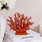 5.8" H Red Orange Coral Decor - Resin Coral Statue, Nautical Decor for Home, Bedroom, Bathroom, Living Room, Ocean Themed Cabinet Shelf Tabletop Decoration - Image 2